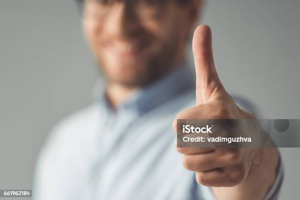 Handsome Confident Businessman Stock Photo - Download Image Now - OK Sign, Business, Working