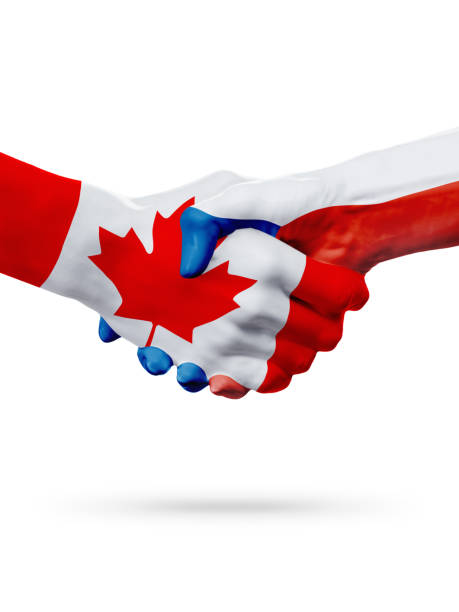 istock Flags Canada, Czech Republic countries, partnership friendship handshake concept. 662000864