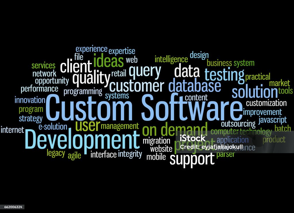 Software Developer Words Custom Software Development Word Cloud Concept 6 Stock Illustration ...