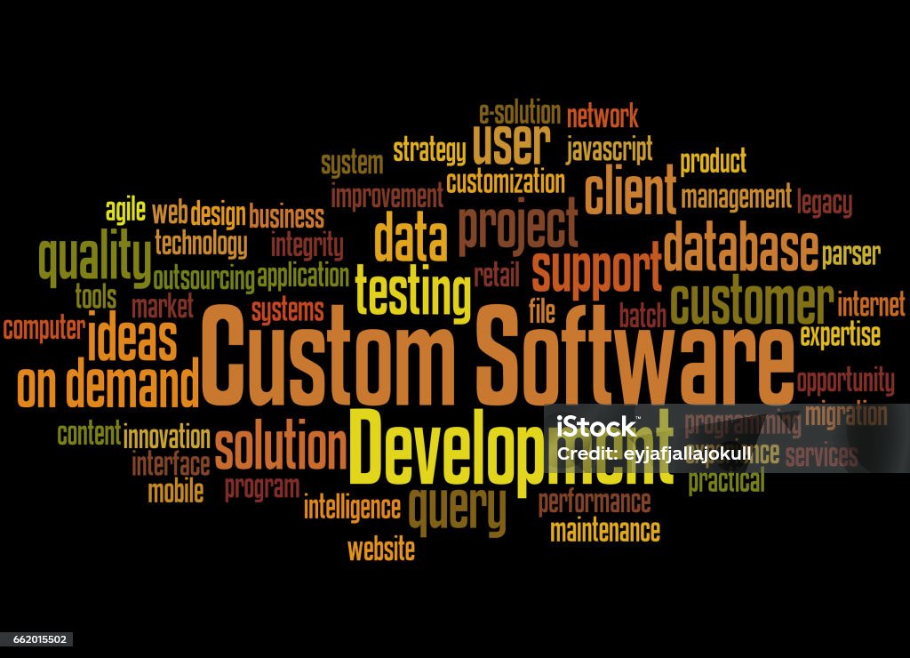 Software Developer Words Custom Software Development Word Cloud Concept Stock Illustration ...