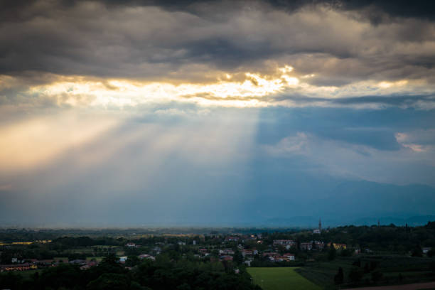 istock Evening storm over the medieval village 662042852