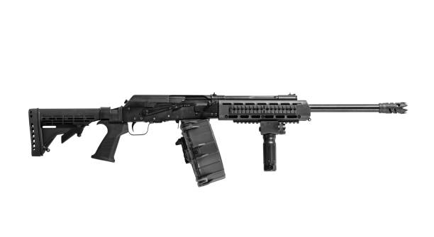 istock Ak 47 Assault Rifle Isolated on White Background with Drum Magazine Right 662051098
