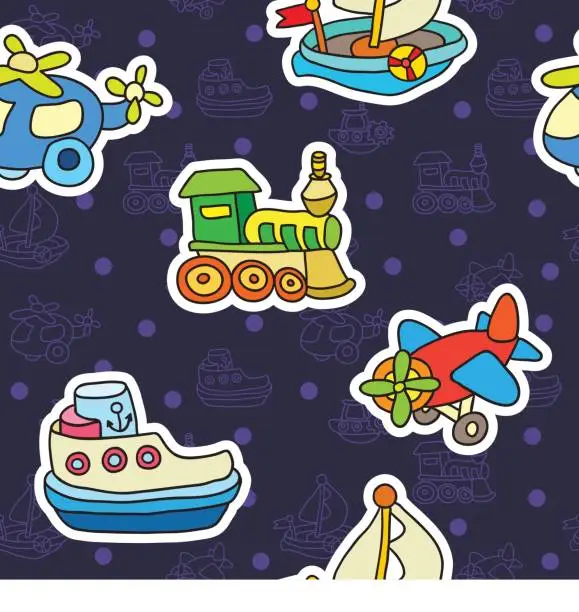 Vector illustration of Seamless pattern with colorful childrens toys.