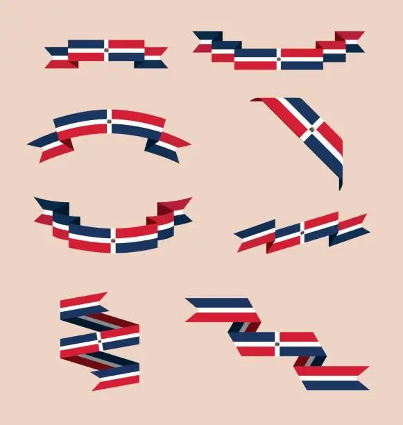 Vector illustration of Ribbons or banners in colors of Dominican flag