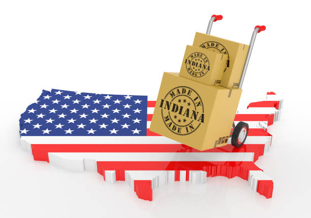 Made in Indiana with USA Map. Made in Indiana with USA Map. 3D Illustration seal of the state of indiana stock pictures, royalty-free photos & images