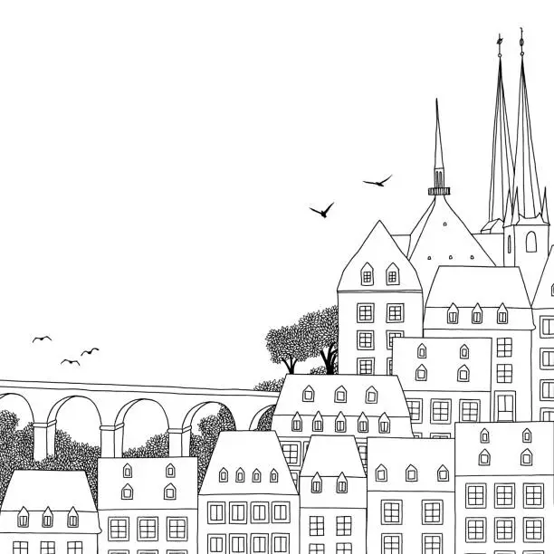 Vector illustration of Illustration of Luxembourg City