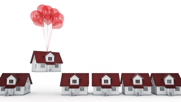 istock Balloons Raising Up an House Isolated. 662173522