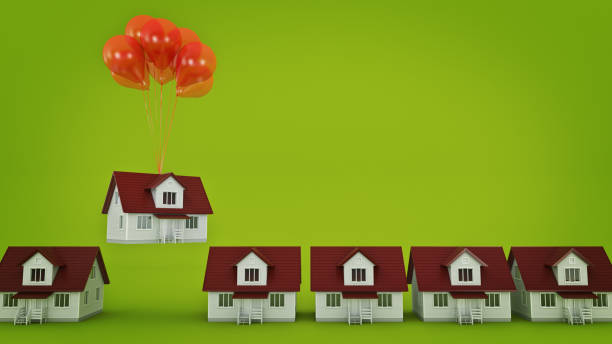 istock Balloons Raising Up an House Isolated. 662173646
