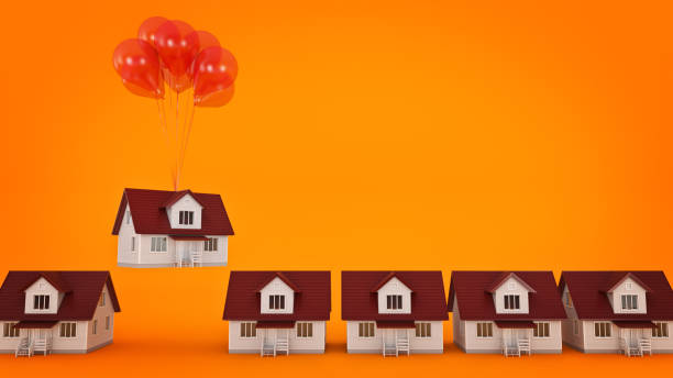 istock Balloons Raising Up an House Isolated. 662173762