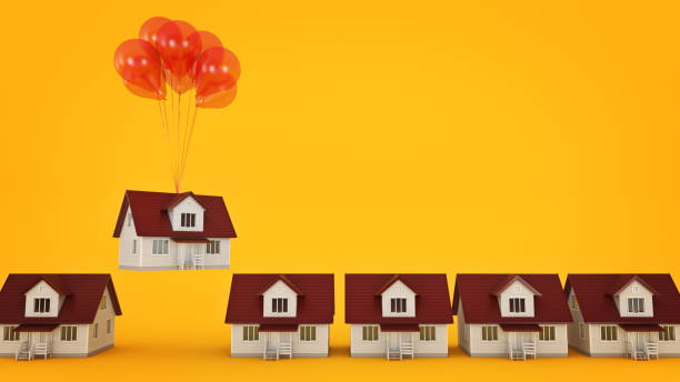 istock Balloons Raising Up an House Isolated. 662174016