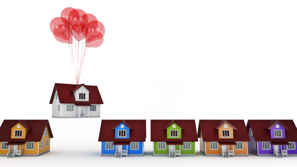 istock Balloons Raising Up an House Isolated. 662174154