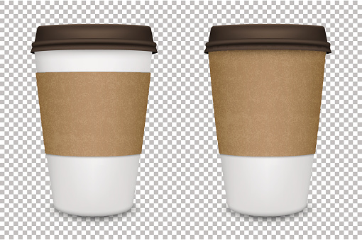 Vector realistic blank paper coffee cup set isolated. Vector EPS10 illustration.