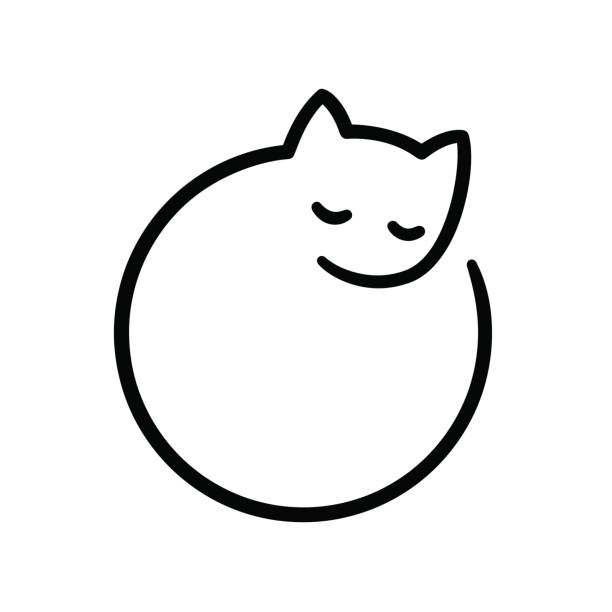 illustrazioni stock, clip art, cartoni animati e icone di tendenza di logo minimo per gatti - kitten white background domestic animals domestic cat