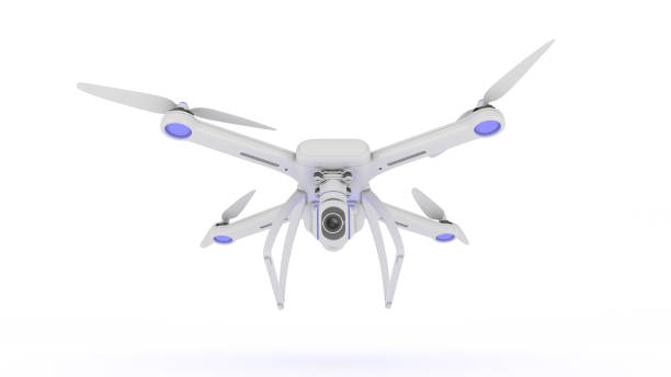 istock drone, quadrocopter, with photo camera flying in the blue sky. 662199242