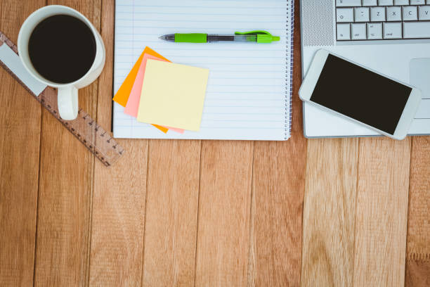 istock Business desk with smartphone and laptop 662215976