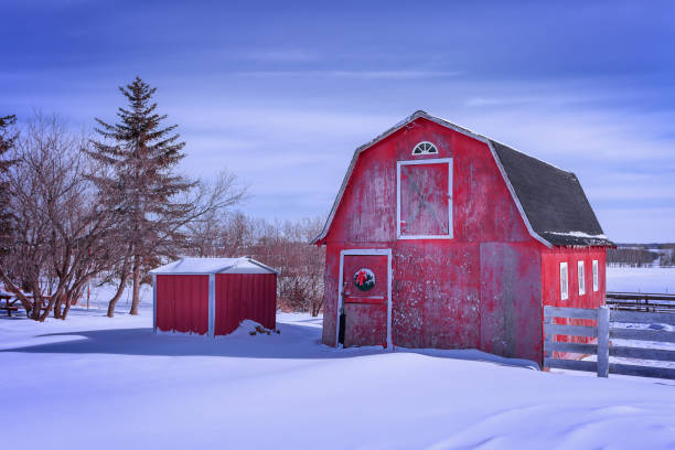 istock Red barn on the Prairies 662341912