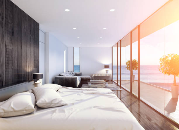 istock Modern resort hotel interior bedroom 662381974