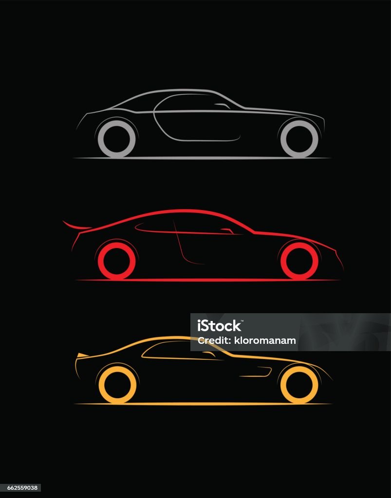 set of three stylized silhouette sports, business luxury car coupe vector illustration Car stock vector