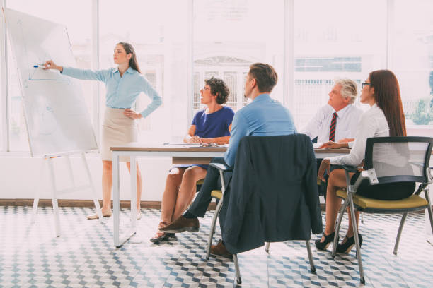 istock Female business coach explaining graph at meeting_tone 662607490