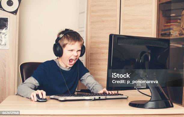 Gaming Entertainment Technology Lets Play Concept Angry Screaming Pre Teen Stock Photo - Download Image Now