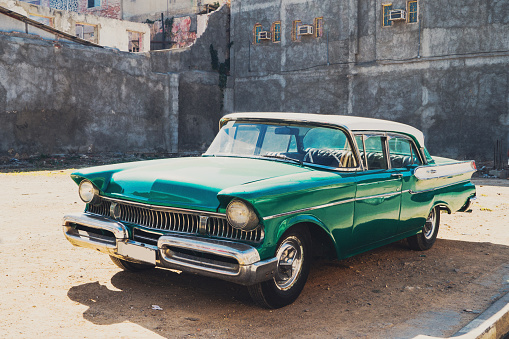 Old American car on street, Santiago de Cuba, Cuba