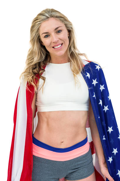 istock Athlete with american flag wrapped around his body 662797942
