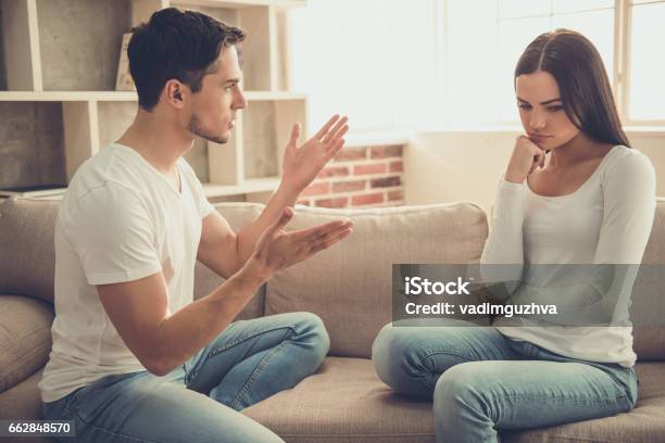 Couple At Home Stock Photo - Download Image Now - Couple - Relationship, Arguing, Discussion