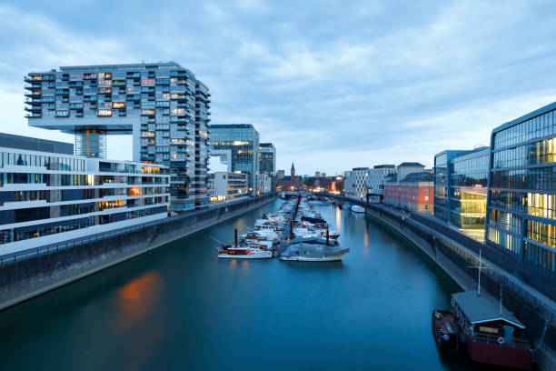 istock Crane Buildings (Kranhäuser) at the Rheinau Harbor (Rheinauhafen), Cologne 662875220