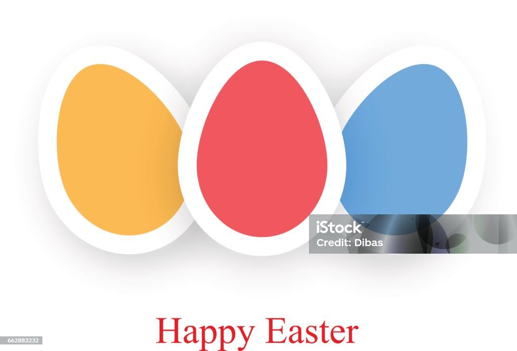 Happy Easter Card colored eggs on a white background. Abstract stock vector