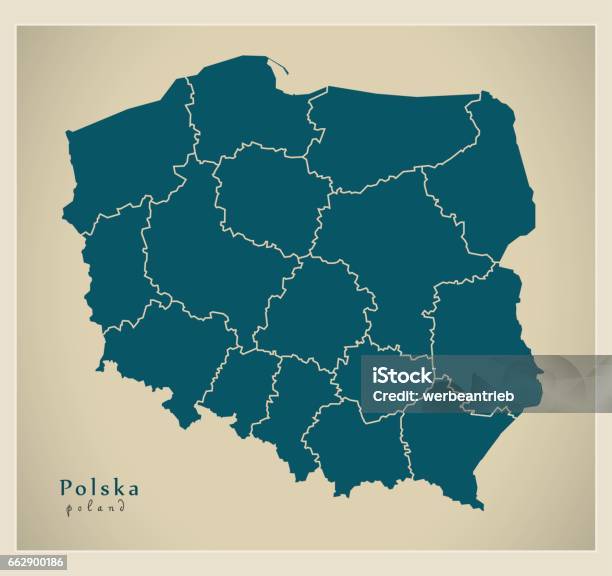 Modern Map Polska With Regions Pl Stock Illustration - Download Image Now - Map, Poland, Vector