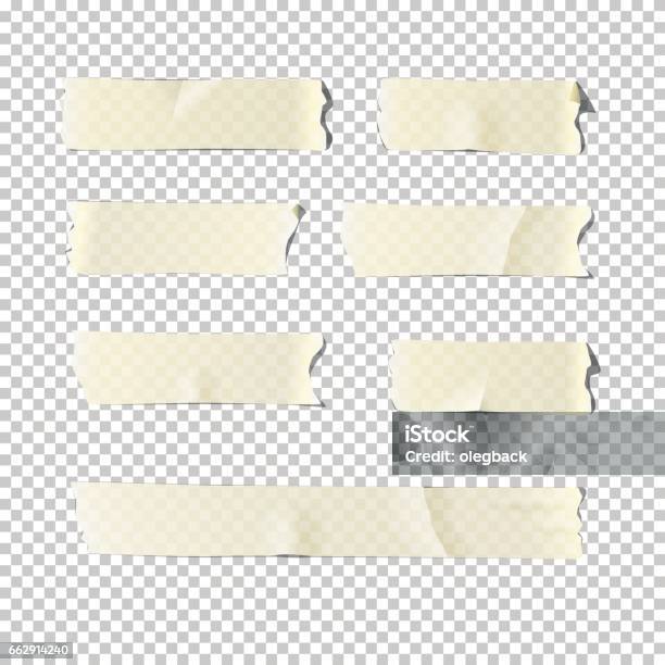 Vector Realistic Adhesive Tape Set Isolated On Transparent Background Stock Illustration - Download Image Now