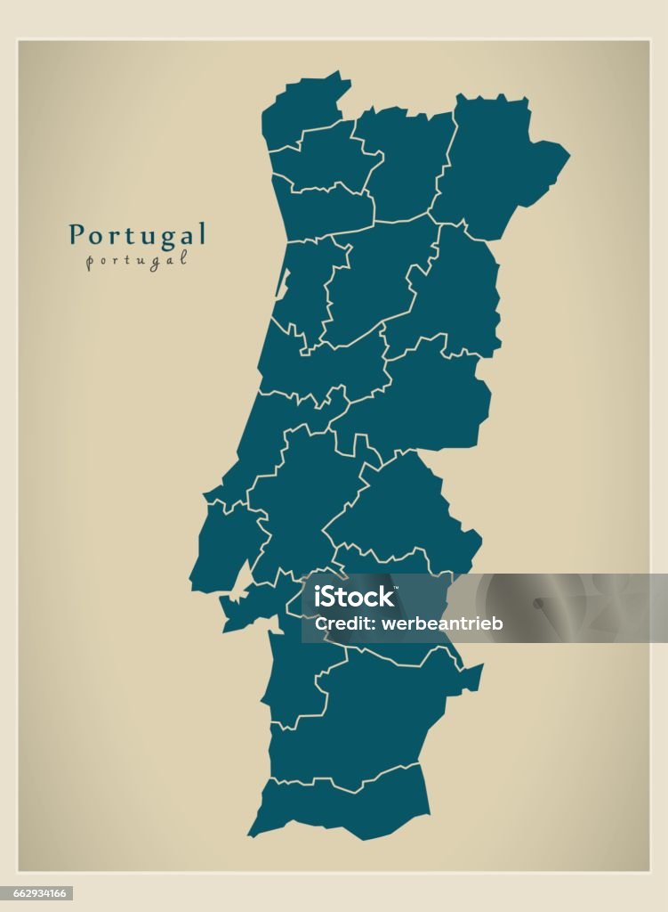 Vetores de Moderno Mapa Portugal Com Distritos Pt e mais imagens de  Cartografia - Cartografia, Computação Gráfica, Cultura Portuguesa - iStock