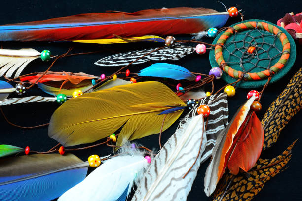 istock Decoration from feathers and gemstones. Boho style 662957186