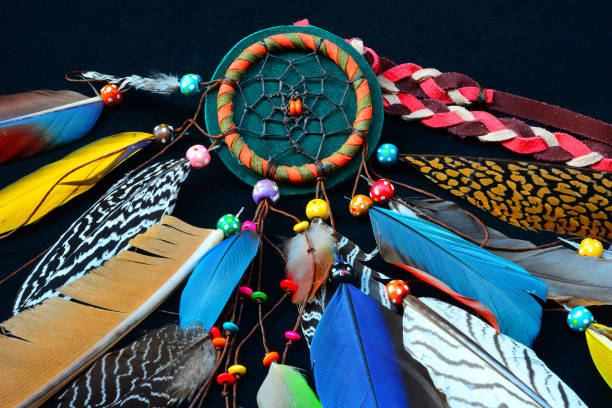 istock Decoration from feathers and gemstones. Boho style 662957350