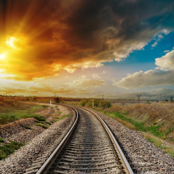 istock good orange sunset over railroad 662966734