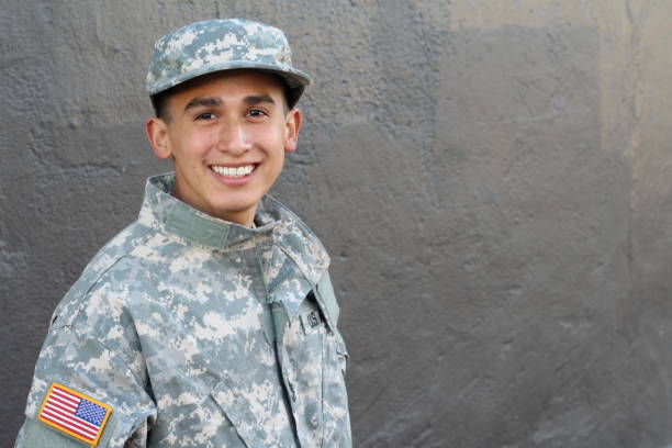 istock Proud young military school student with copyspace 663043210