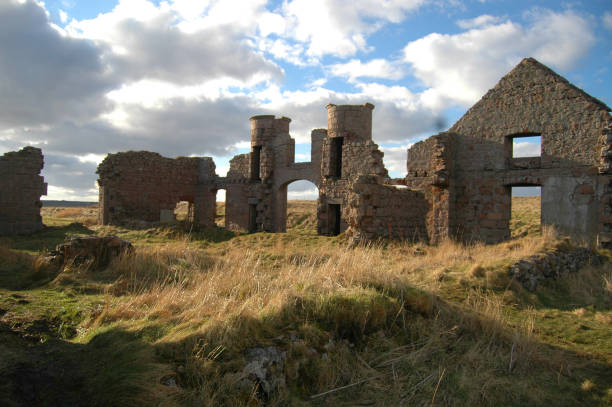 Slains Castle Ruins stock photo