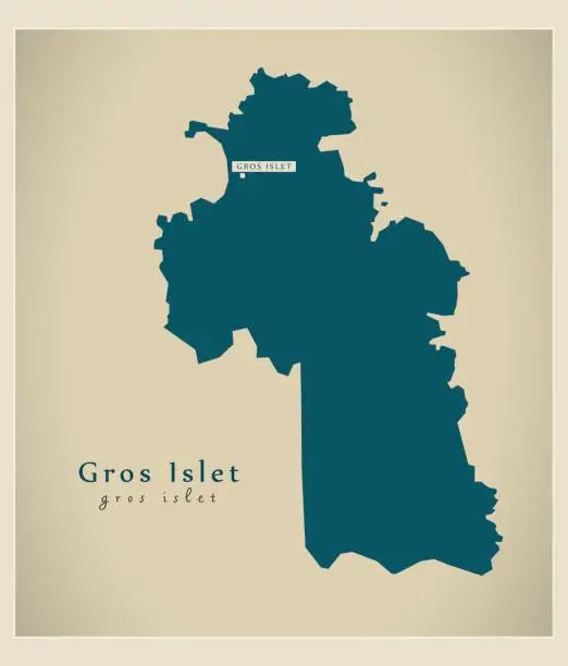 Vector illustration of Modern Map - Gros Islet LC