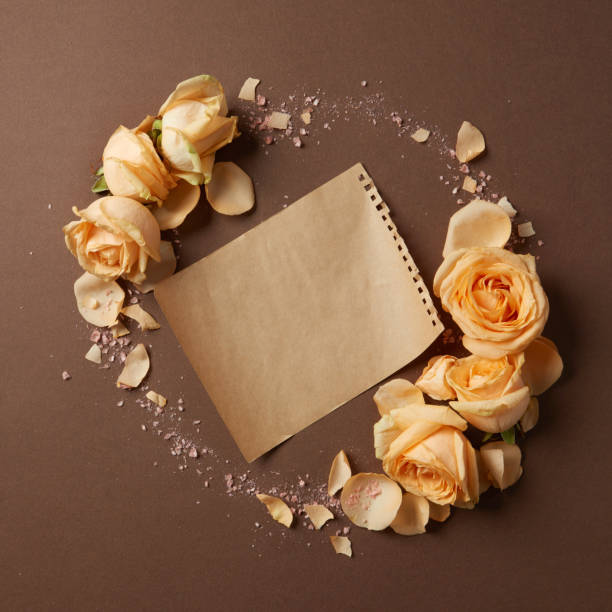 istock Craft paper and flowers 663084718