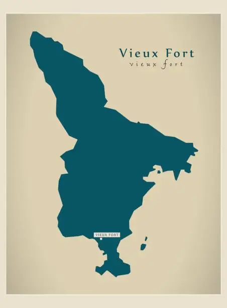 Vector illustration of Modern Map - Vieux Fort LC