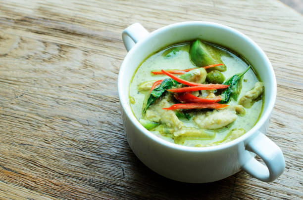 istock Thai food famous menu Green Curry With Chicken Recipes 663114342