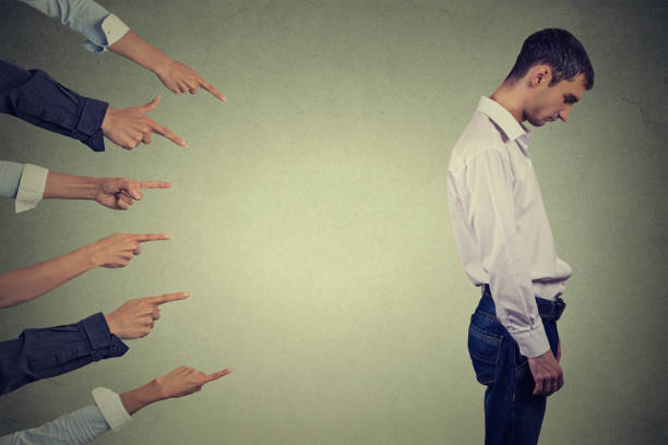 istock Concept of accusation guilty person guy. 663127892