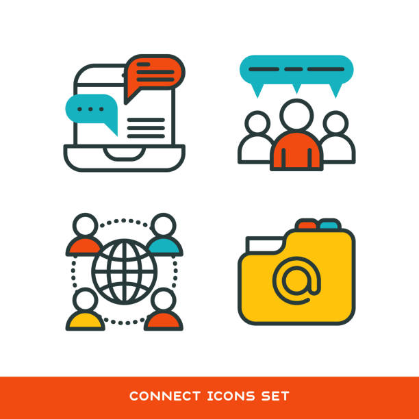 Thin lines connection icons outline set of big data center group cloud computing system internet protection password access technical instrument vector illustration Thin lines connection icons outline set of big data center group cloud computing system internet protection password access technical instrument vector illustration. Modern design simple logo concept. environment computer cloud leadership stock illustrations