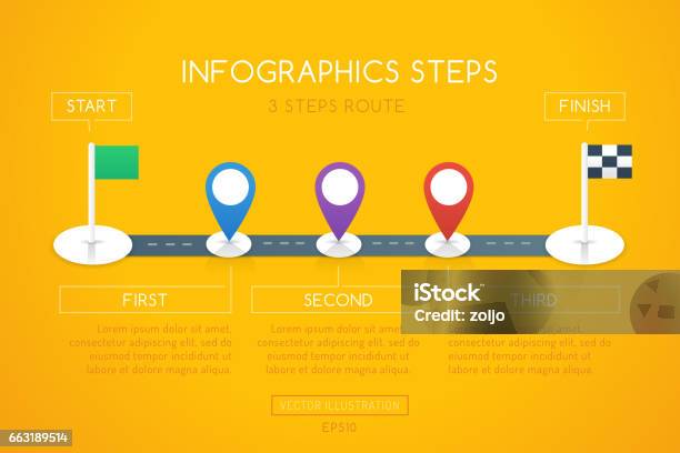 Infographics Steps Road Stock Illustration - Download Image Now - Finish Line, Goal - Sports Equipment, Starting Line