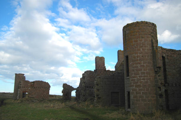 Slains Castle Ruin, Aberdeenshire stock photo