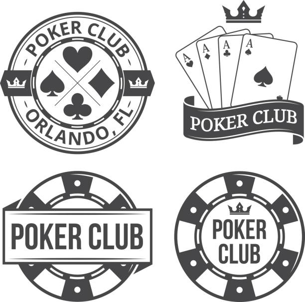 Vintage poker emblems Vintage poker vector emblems clubs playing card illustrations stock illustrations
