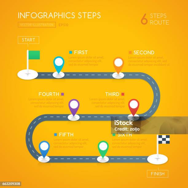 Step Rout Infographics Steps Road Stock Illustration - Download Image Now ...