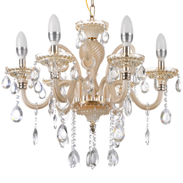 istock Crystal glass chandelier isolated 663214896