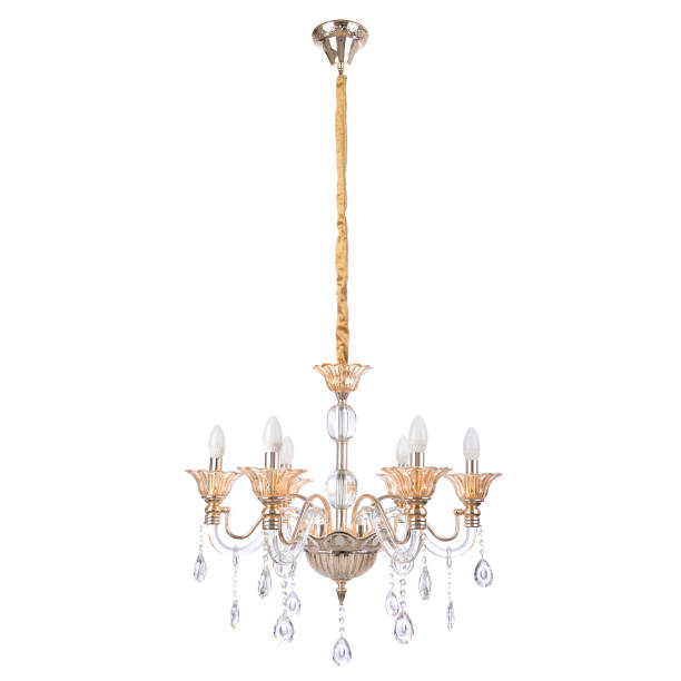 istock Crystal glass chandelier isolated 663217486