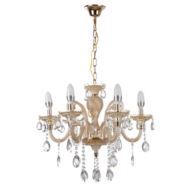 istock Crystal glass chandelier isolated 663219656